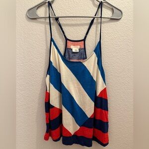 Cooperative Striped Scoop Tank in Cream, Blue & Red